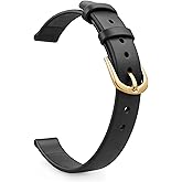 IVAPPON Italian Full-Grain Leather Watch Straps for Women - 6mm/8mm Adjustable Bands with Stainless Steel Buckle (Black/Brown/White/Red)