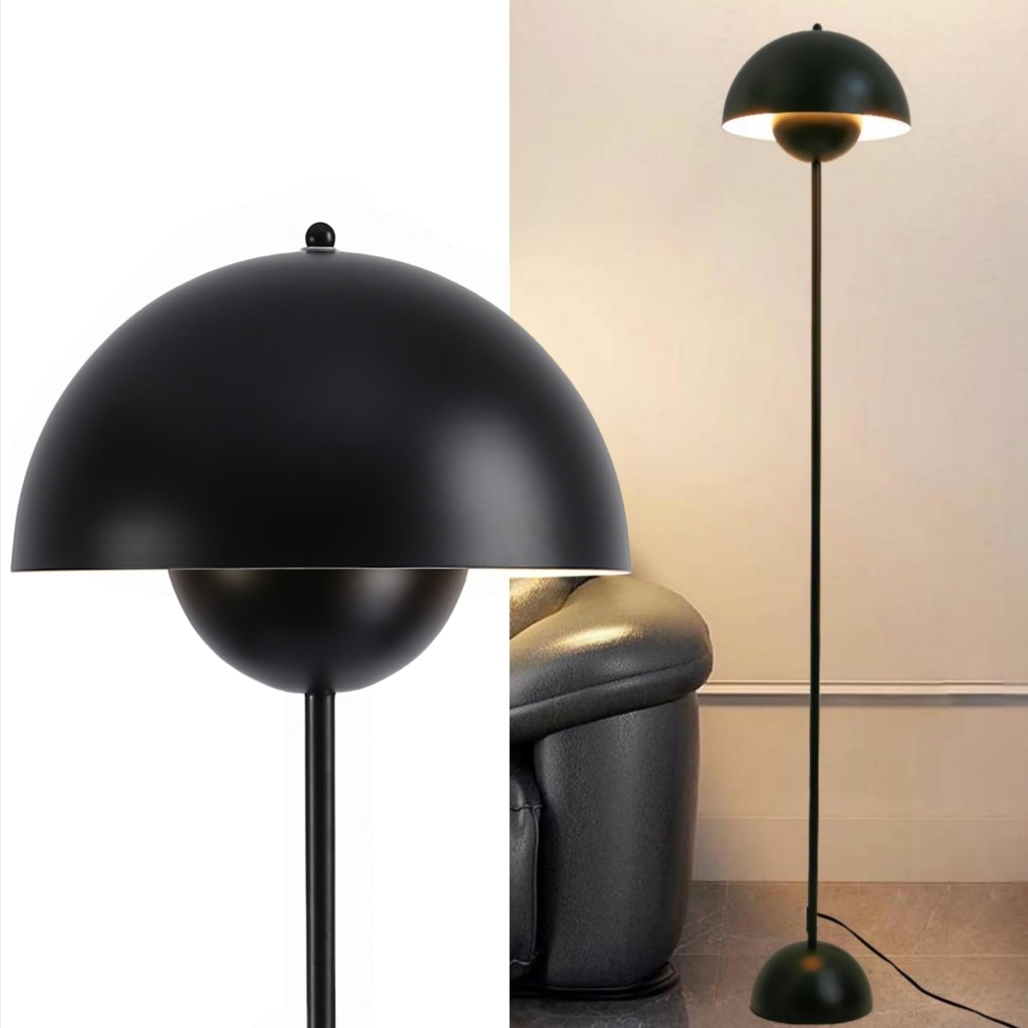 Photo 1 of COSYLUX Modern Floor Lamp for Living Room, Industrial Tall Standing Lamp for Bedroom, Metal Shade Reflecting Light Reading Floor Lamp for Office, Nursery Room, Corner(Matte Black)