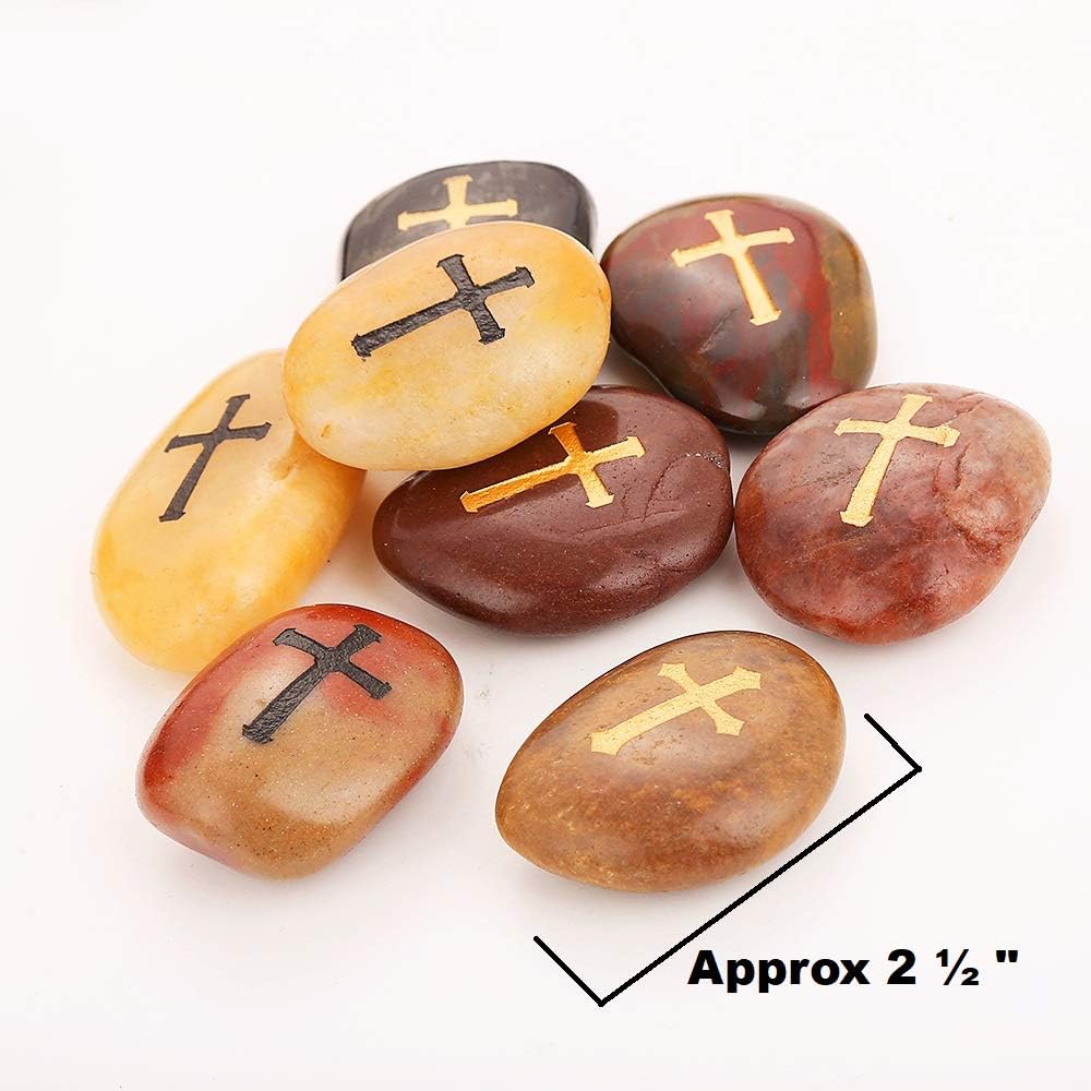 ROCKIMPACT 50PCS CROSS Engraved Inspirational Stones, Sentimental Gifts, Blessing Motivational Treat - Image 5