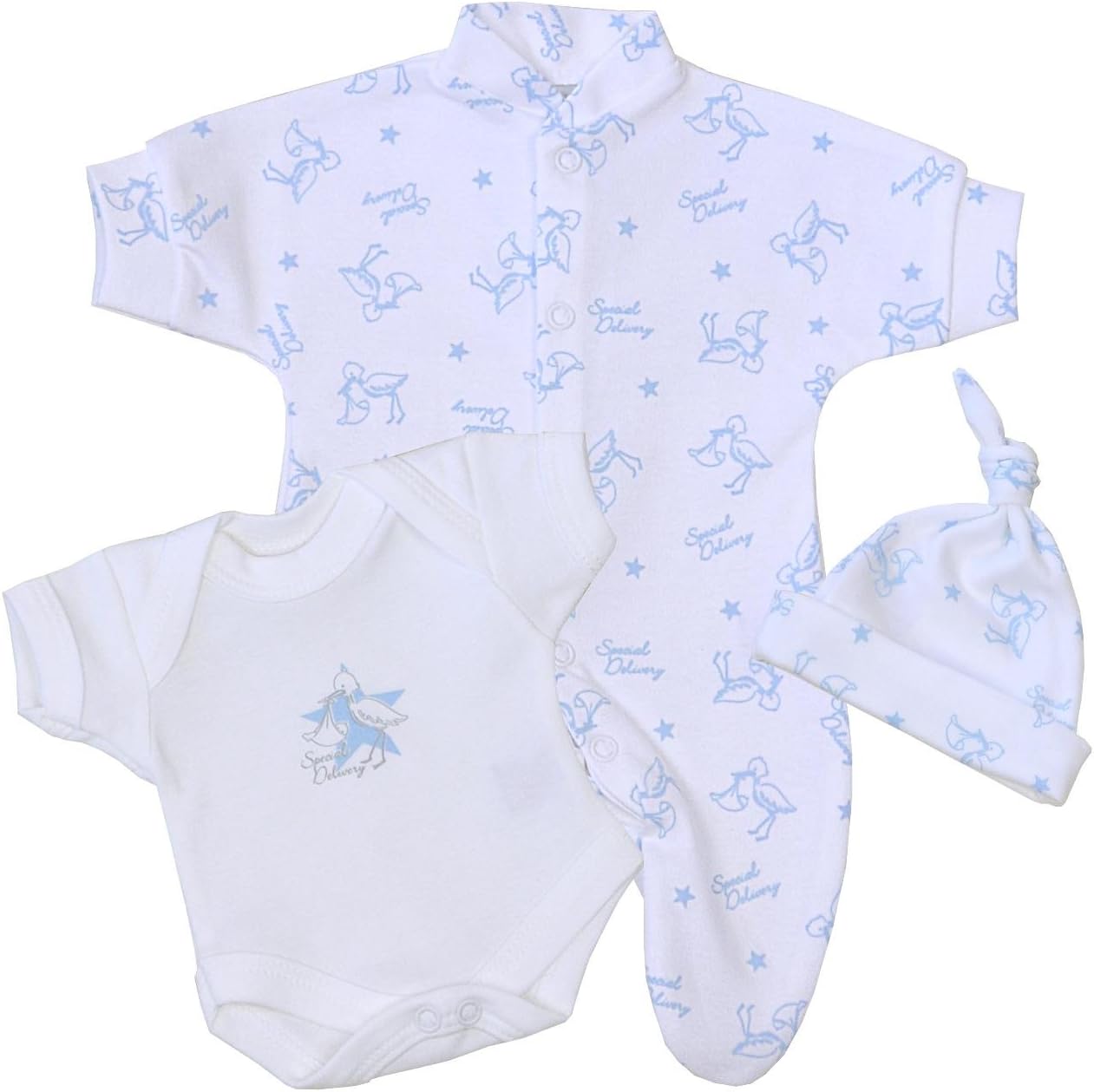 Premature early baby boys clothes 3 piece set sleepsuit bodysuit