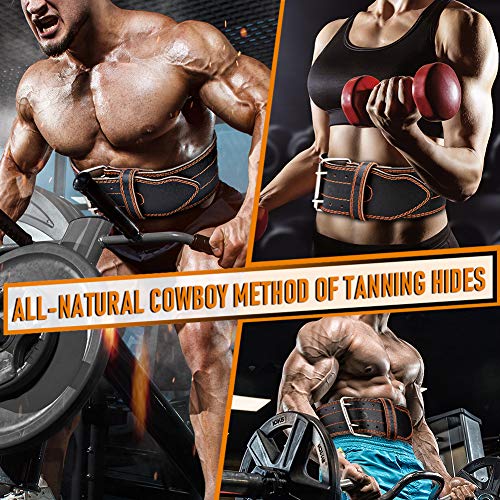 Kamileo Lifting Belt, Weight Lifting Leather Belt with Prong Buckle for Men and Women, Stabilizing Lower Back Support for Powerlifting Squat Deadlifting