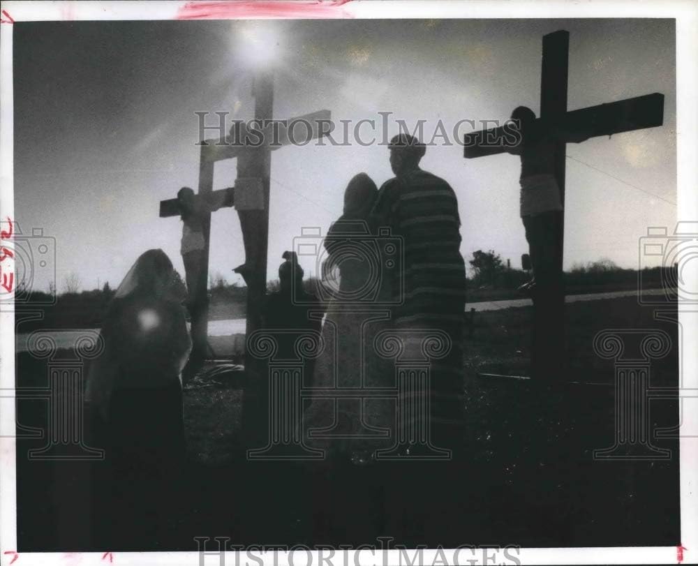 Historic Images 1985 Press Photo1979 Reenactment in Houston Christ's Crucifixion 8 x10 in