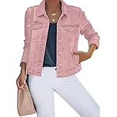 luvamia Women's Basic Button Down Stretch Fitted Long Sleeves Denim Jean Jacket