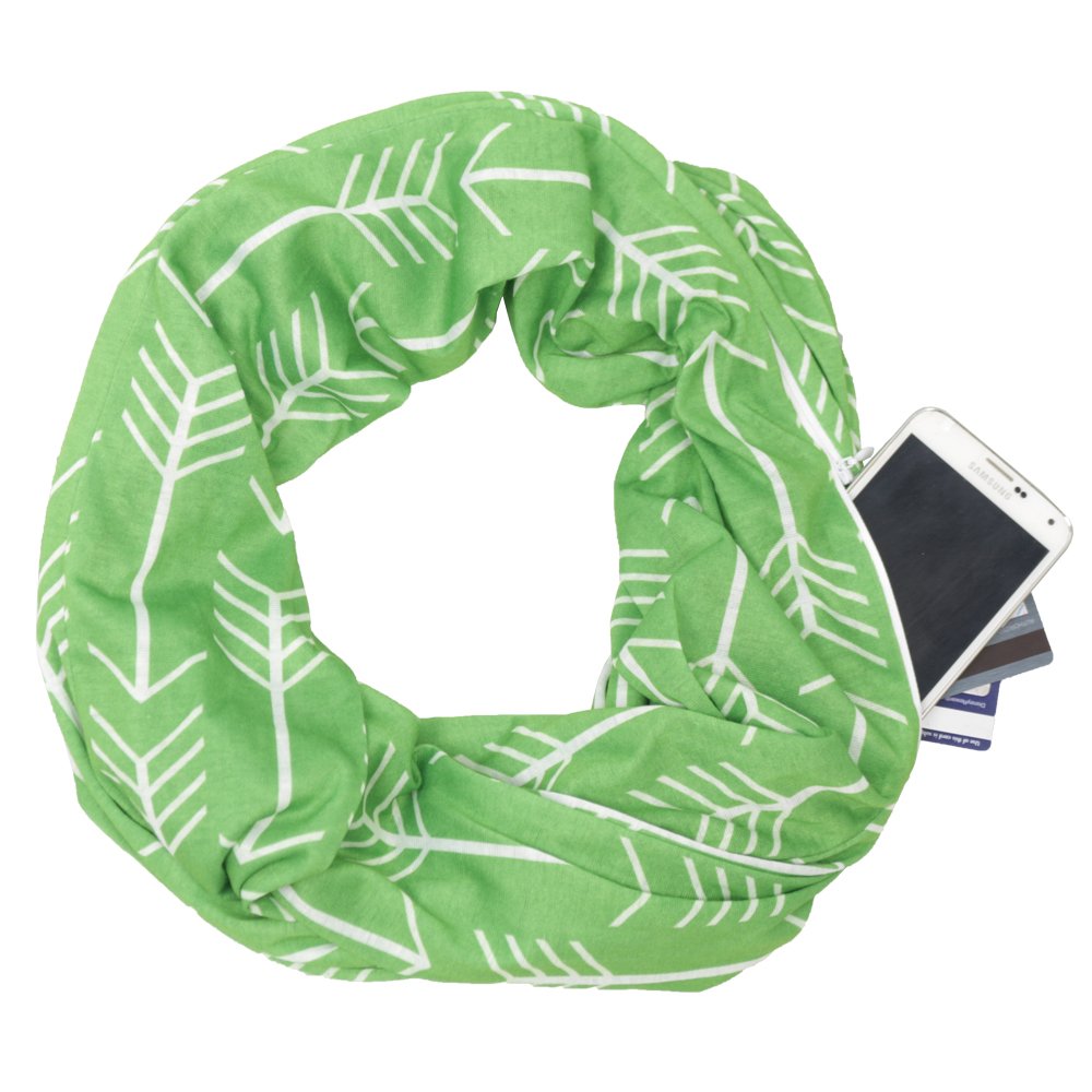 Shop Pop Fashion - Arrow Pattern Infinity Scarf with Hidden Zipper Pocket to store Phone, Keys, and Wallet