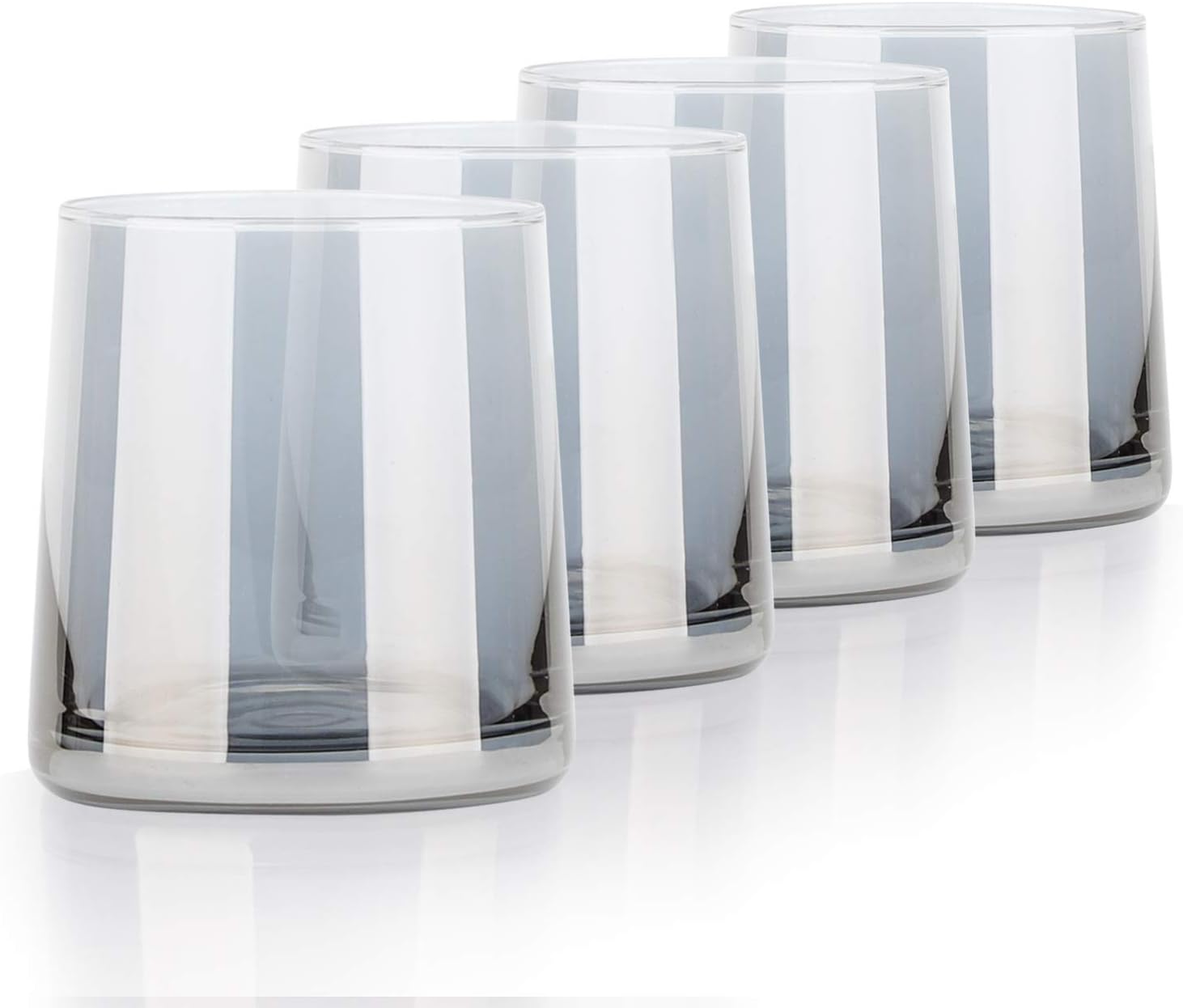 Whiskey Glasses, Beasea 9 oz Cocktail Glasses Set of 4 Whiskey Tumblers Old Fashioned Scotch Glasses for Bourbon & Rock Style - Grey