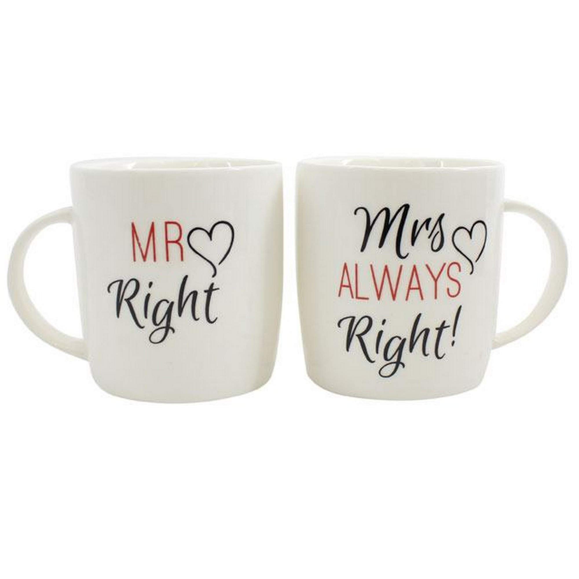 Multicolor Ceramic Mr & Mrs Right Couples Mug Set - 9cm x 12cm (Pack of 2) - Unique & Fun Design - Great for Coffee Lovers