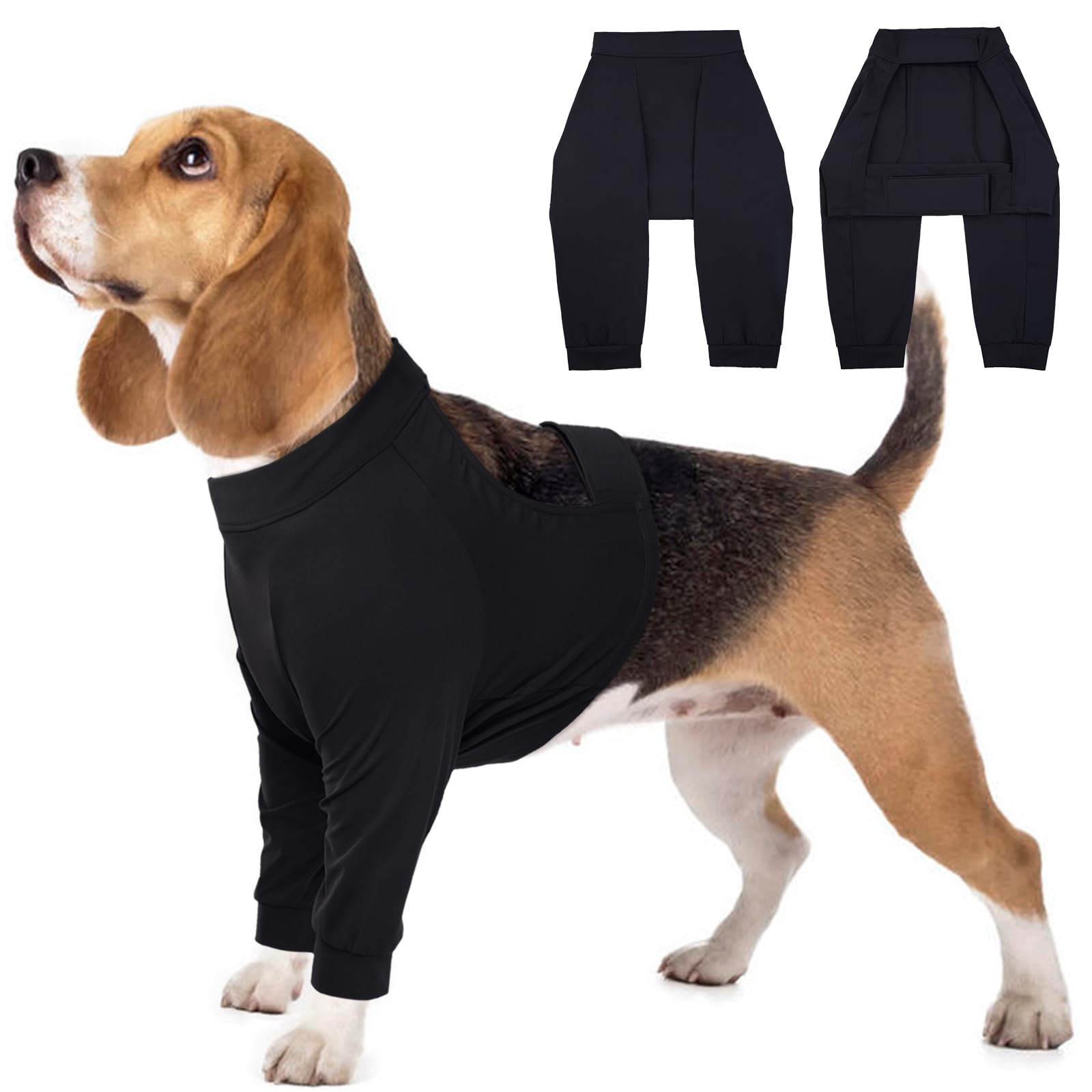 Kuoser Dog Surgery Recovery Suit - Female Foreleg Brace, Black