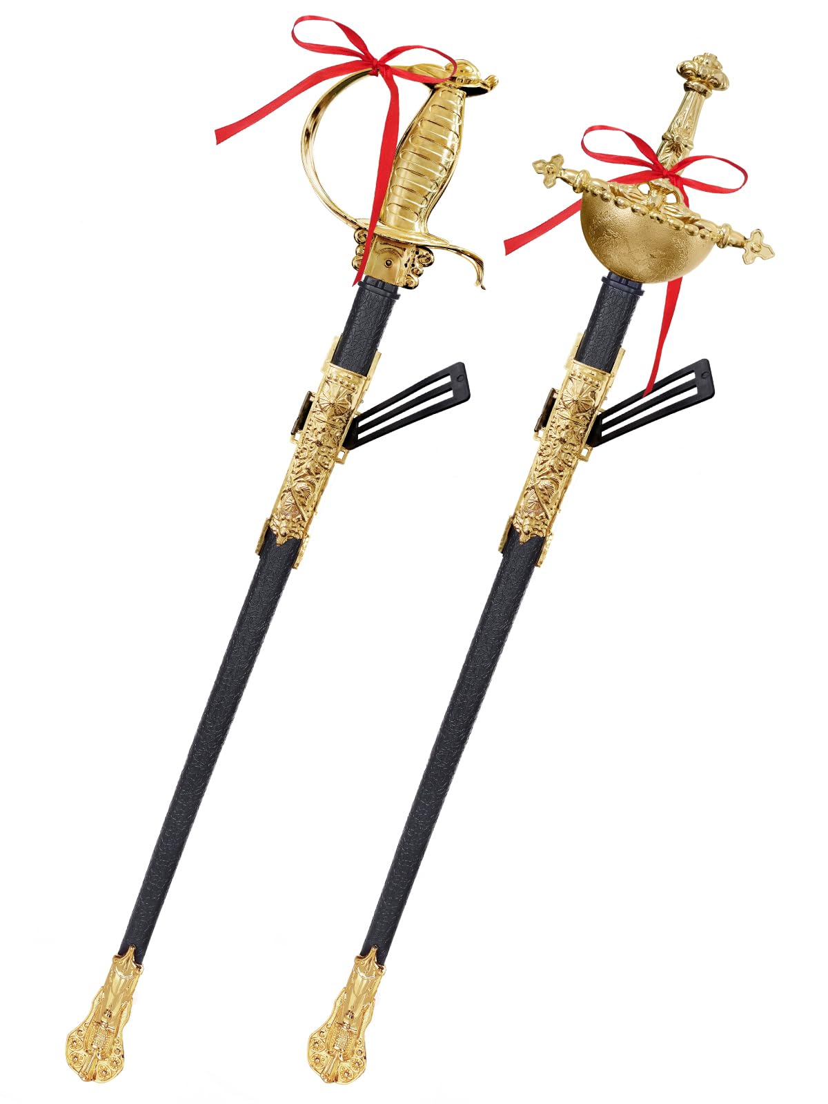 Photo 1 of 2pcs Toy Sword,27" Fencing Sword Toys,Plastic Musketeer Sword and Sheath for Kids Role-Play Props,Halloween Cosplay