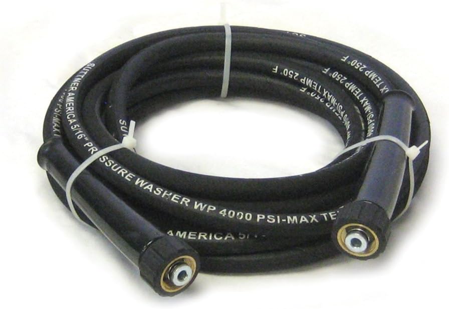 Suttner B3V45075 5/16" x 50' 4000 PSI M22 Black Wrapped Cover Pressure Washer Hose