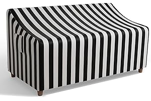 Hptmus Patio Furniture Covers - Patio Sofa Covers 3-Seater Outdoor Furniture Cover Waterproof Heavy Duty Outdoor Patio Furniture Covers Patio Couch Cover, 79" W x 37" D x 35" H/Black&White Stripe