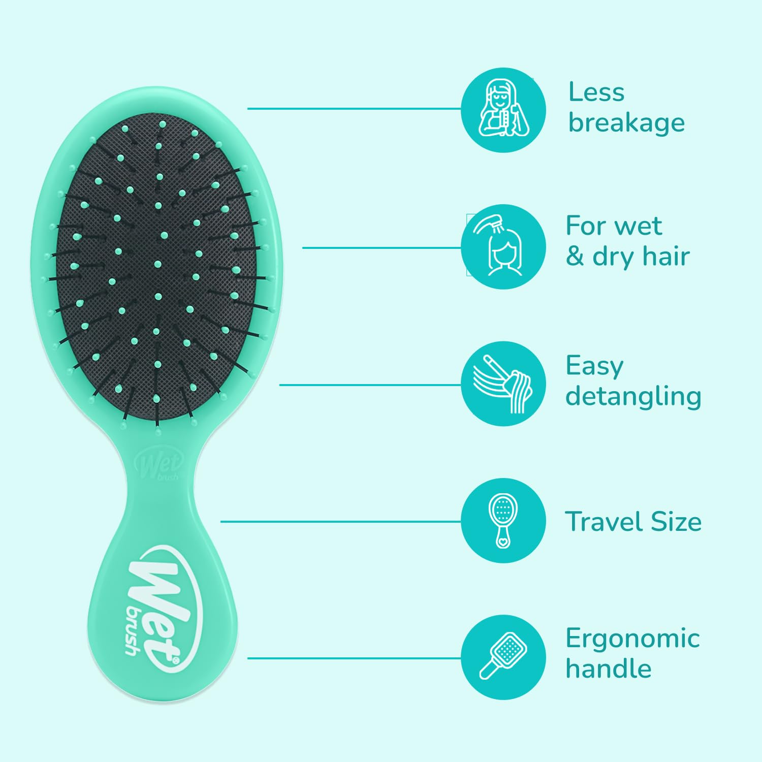 Wet Brush Squirt Detangling Brush, Amazon Exclusive Aqua, Mini Detangler, No Tangle Ultra-Soft IntelliFlex Bristles, Wet & Dry Styling Hairbrush for Women & Men, All Hair Types