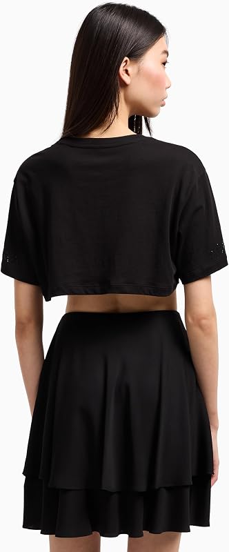 Women's Arte Sella, Crop fit, Studs Logo Lettering,Regular Fit,Black,XS
