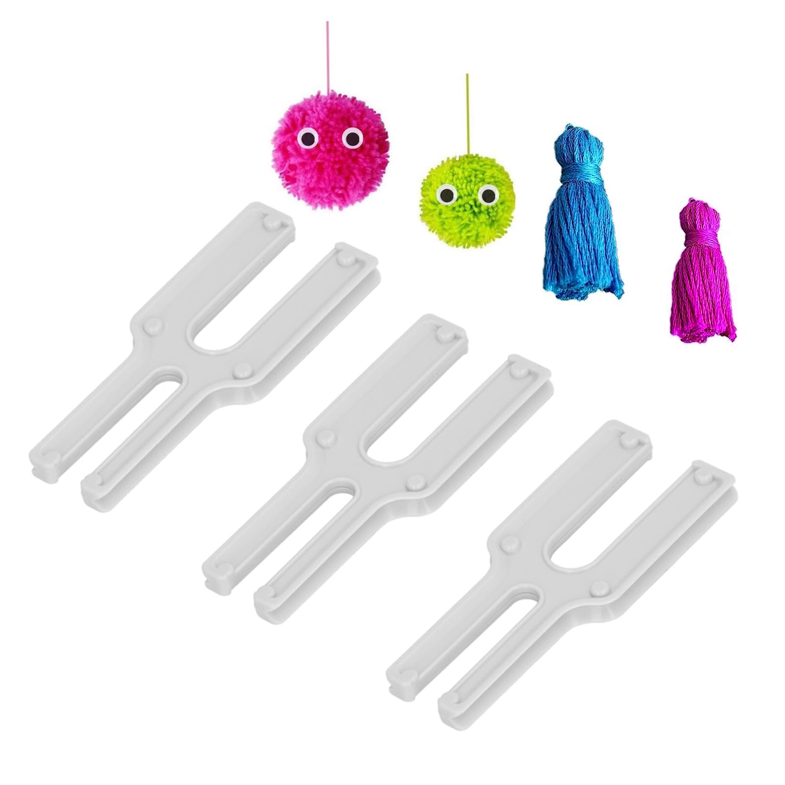 woojfcang Pom Pom Makers Wear Knitting Kit 3 Pcs Resistant Pom Pom Ball Tassel Makers Practical Fluff Ball Weavers for Pompoms Scarves Gloves Sweaters Handicrafts