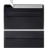 Wishop 50 Pack #10 Business Envelopes Self Seal 4x9 Standard Envelopes for Business, Invoices, Letter Mailing, 4 1/8 x 9 1/2 Inches (Black, 4.13 x 9.49)