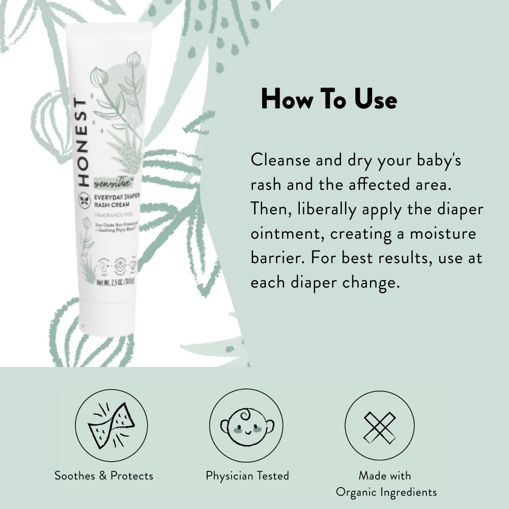 The Honest Company Diaper Rash Cream + All Purpose Balm Bundle | Soothes + Protects | Hypoallergenic + Cruelty Free | 2.5 oz, 3.4 oz