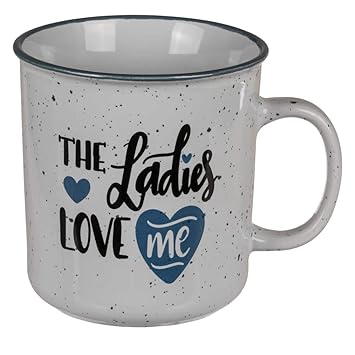 XXL Tasse 'The Ladies Love Me', blaues Herz, riesengroße Jumbotasse mit 750 ml Fassungsvermögen, Geschenk für Männer, Kaffeet