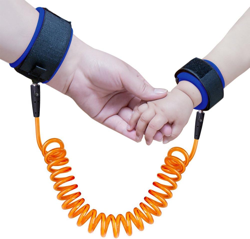 Baby Anti-Lost Belt 360 Degree Rotation,Anti-Lost Safety Wrist Link Belt Safety Harnesses and Walking Hand Leash Strap with Dual Protection for Kids Security Wrist Rope (Blue)