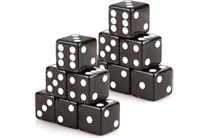 Adecortalk 12 Pcs 19 mm Casino Dice Acrylic Black Translucent D6 Dice 6 Sided with Square w/Rounded Edge for Casino Craps Tab