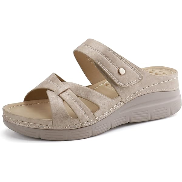 Tilocow Women's Wedge Sandals - Orthopedic Arch Support Comfort Summer Walking Shoes