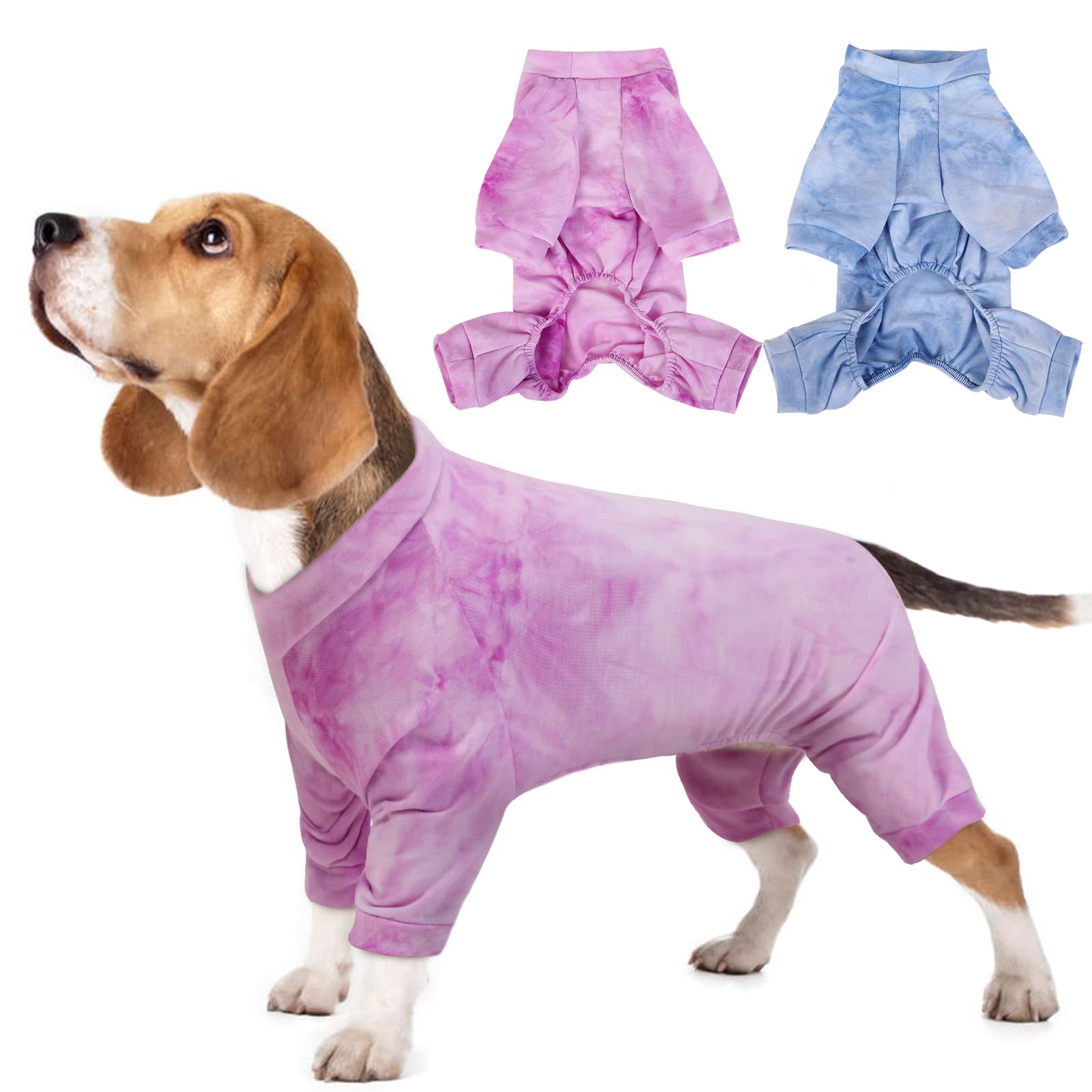 Hjumarayan Dog Surgery Recovery Suit - Stretchy Onesie with Legs, Post Op Recovery Suit Male, Dog Body Suit after Surgery, Baby Grow for Slim Corgi, Cavalier King Charles, Pug (Purple L)