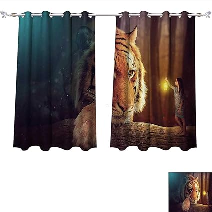 Amazon Com Curtain Panels Jungle Young Woman With Lamp Facing