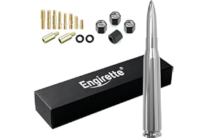 Enigrette Chrome Car Truck Antenna with Tire Valve Caps American Flag Short Replacement for GMC Sierra Chevy Silverado Dodge Ram 1500 2500 3500 Ford F150 F250 F350 Super Duty Raptor, Accessories