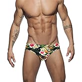 NUJOLI Men's Bikini Swimwear Sexy Low Rise Swimming Briefs with Adjustable Drawstring