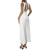 Verdusa Women's Polka Dots Backless Dress Sleeveless Going Out Long Dresses Brunch Outfits