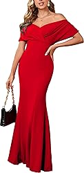 Elegant Cocktail Dresses for Women Off Shoulder Red