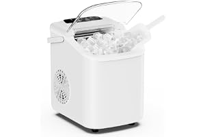 DUMOS Ice Makers Countertop Ice Machine with Portable Handle Compact Size | 9 Bullet Cubes in 8 Mins, 26lbs in 24 Hours, Self