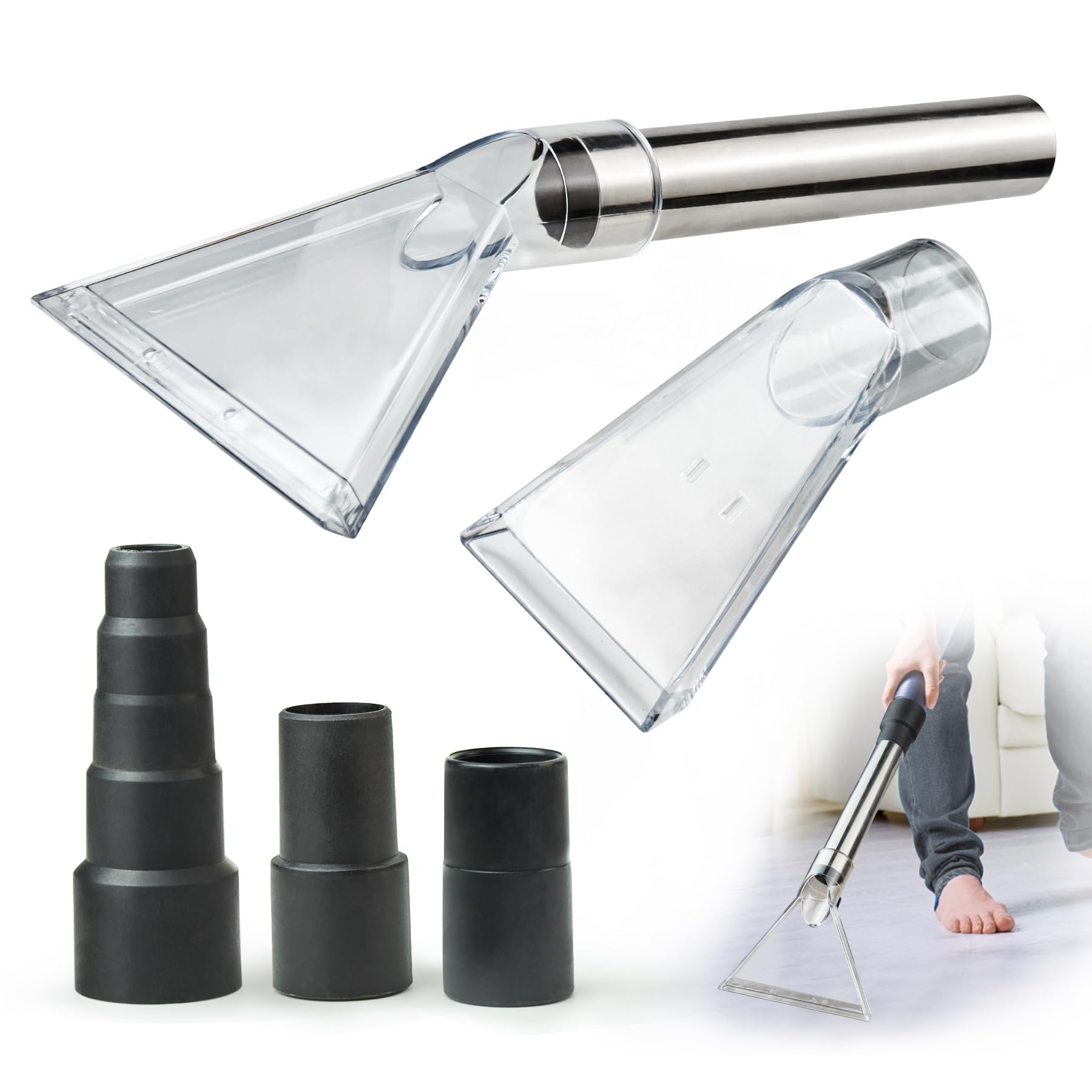 Photo 1 of Universal Clear Vacuum Extraction Accessory Compatible with All Shop Vac Extractor, Wet Dry Vacuum Cleaner Attachments for Upholstery & Carpet Cleaning & Car Detailing
