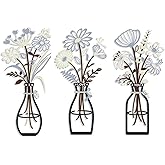 ALHBEJT 3 Pcs Metal Flowers Wall Decor Rustic Farmhouse Wall Arts Bathroom Dining Room Wall Decor Minimalist Decor Housewarming Gifts (Light Blue White)