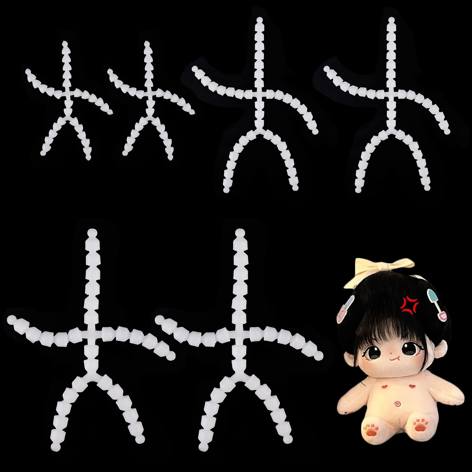 PH PandaHall 6pcs Body Joint Skeleton 3 Sizes Figure Movable Skeleton Plastic Joint Jeton Ball Socket Teddy Bear Connectors Soft Making Limbs and Head Joints for Teddy Bear Making DIY Crafts