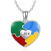 Fuguangju Autism Awareness Necklace for Women Men 925 Sterling Silver Autism Gifts Necklace for Autism Accessories