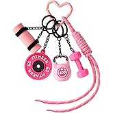 Sinbana Gym Keychain, 5 Styles Pink Dumbbell Kettlebell Barbell Plate Yoga Mat Design Gym Keychain Gift Motivational Fitness Accessories for Men Women Sports Lovers Trainer Friends Family