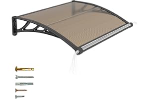 JYJNHOME Door Awning Exterior, 32x40 Inch Polycarbonate Overhang Canopy with Drainage, UV/Rain/Snow Protection Spliced Window Awnings for Outside,Patio,Porch,Deck,House Entrance