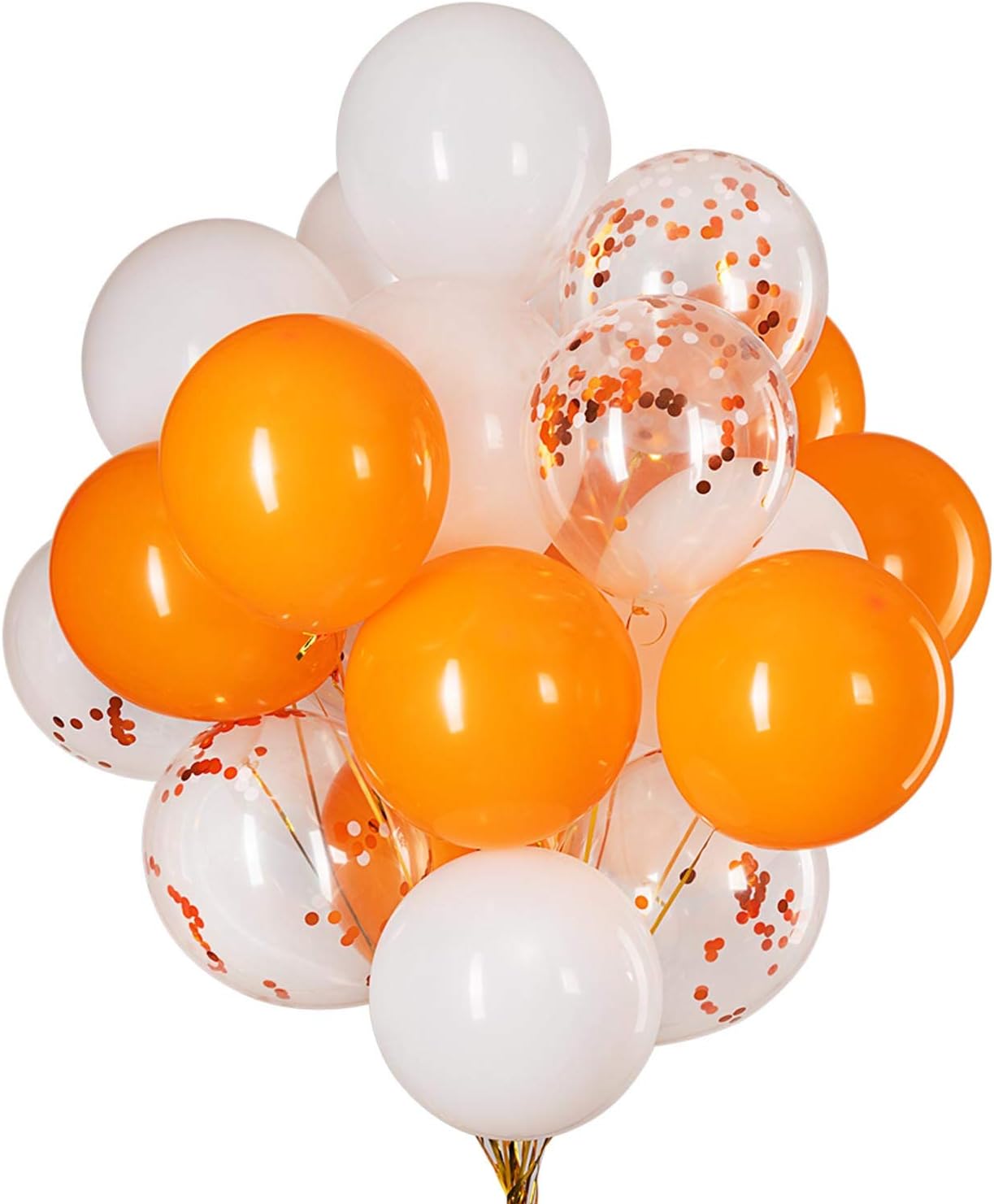 Orange Confetti and White Balloons Pack of 50,Party helium balloon Party
