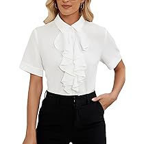 RUIMEME round collar blouse〈off-white〉 Amazon.com: Jowowha Girls Cotton Pure Ruffle Blouse Long
