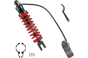 RKV86 Adjustable 395mm Rear Air Shock Absorber, CNC Machining Process, Fit for Honda Sportrax TRX400EX 1999-2008, TRX450ER 2006-2014, TRX450R 2006-2012 ATV (Red)