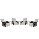 Belord 7 Piece Patio Furniture Set with 4 Swivel Recliner Chairs and 3 Side Tables, Dual-Adjust Wicker Chaise Lounge Chairs for Outdoor Patio Conversation, All-Weather Brown Rattan