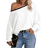 Dressmine Womens Off Cold Shoulder Tops Long Sleeve Asymmetrical Batwing Sweatshirts Blouse Casual Loose Tunics