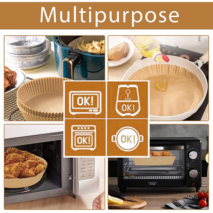 MT&L Air Fryer Liners 100pcs 6.3” Instant Pot Disposable Paper Oven NonStick Waterproof Oil
