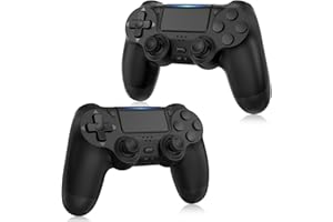 FASIGO 2 Pack Wireless Controller Compatible with PS4, with 2 USB C Cables - Black