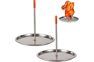 Vertical Skewer Grill, 2-Pack Stainless Steel Skewers - with Removable Spit & Drip Pan for Chicken, Fish, Meat