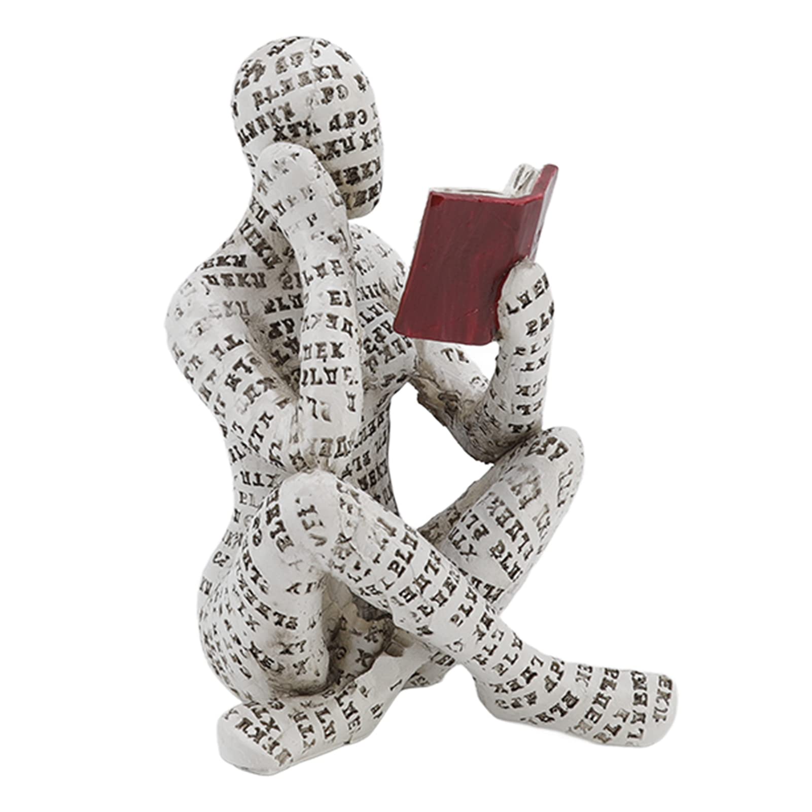TOPINCN Girl Reading Figurine, Resin Figurine Innovative Lady Reading Pulp Molding Bookshelf Ornaments, Desktop Bookshelf Decoration (A)