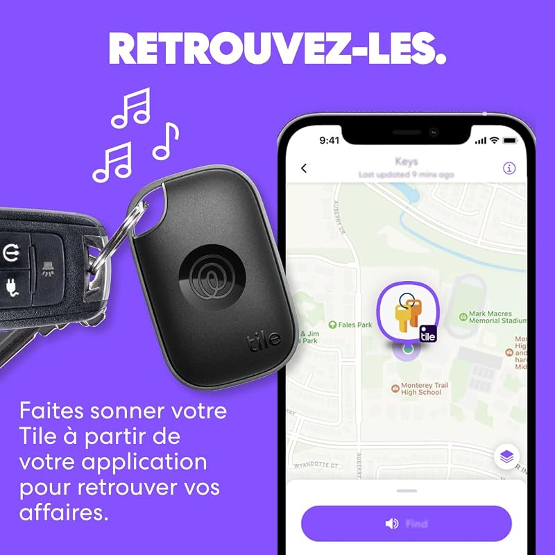 Tile Pro - Tracker Bluetooth Puissant, détecteur de clés et localisateur d'objets pour clés, Sacs & Autres. Compatible avec iOS & Android. Tracker de téléphone. Lot de 4 (Noir/Blanc)