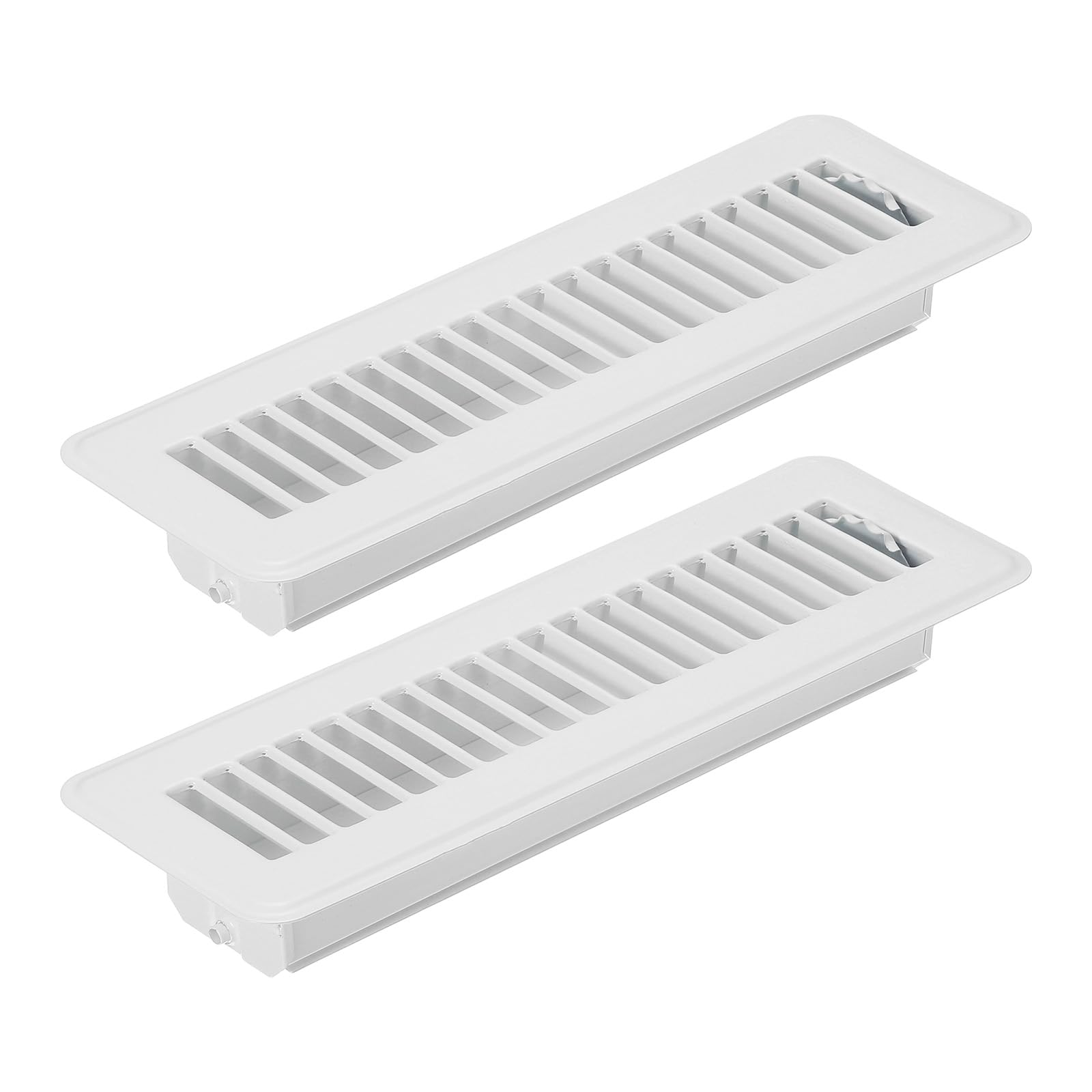 PATIKIL 10 x 2 Inch Floor Register, 2pcs Heavy Duty Air Vent Cover Steel Adjustable Decor Vents Easy Adjust Floor Grates for Sidewall Home Office, White