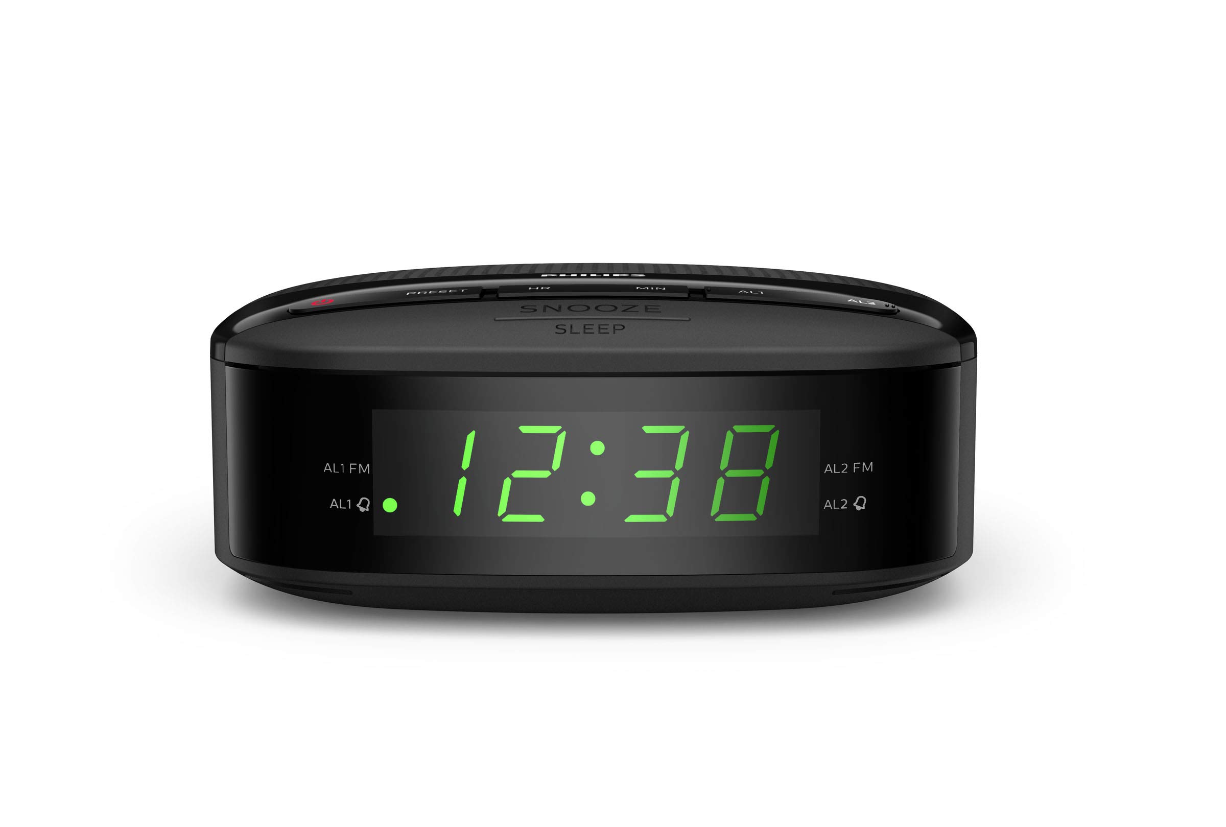 Philips Clock Radio R3205/05 FM Radio (Dual Alarm, Sleep Timer, Compact Design, FM Digital Radio, Backup Battery) – 2020/2021 Model, Black, One Size
