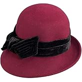 Scala Women's Wool Felt Cloche with Velvet Bow