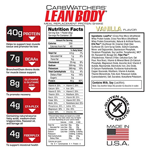 Labrada Carb Watchers Lean Body Vanilla Ice Cream 2.29oz packets (pack of 42)